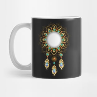 Banner with gold peacock feathers Mug